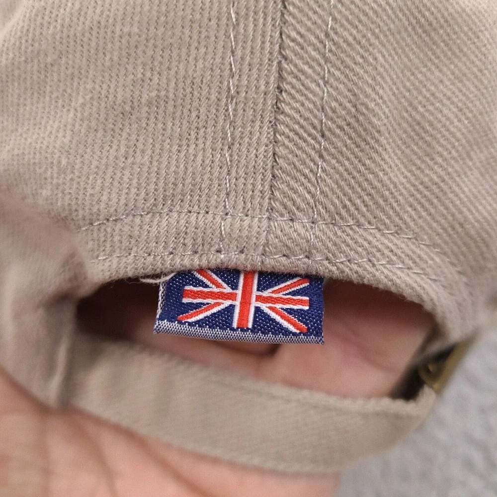 London UK British Hat Cap Beige Blue Denim Flag Buckle Strap‎ One Size Cotton